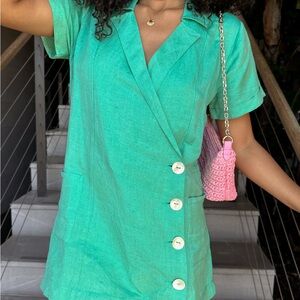 Show Me Your Mumu - Green Short Sleeve Wrap Button Top